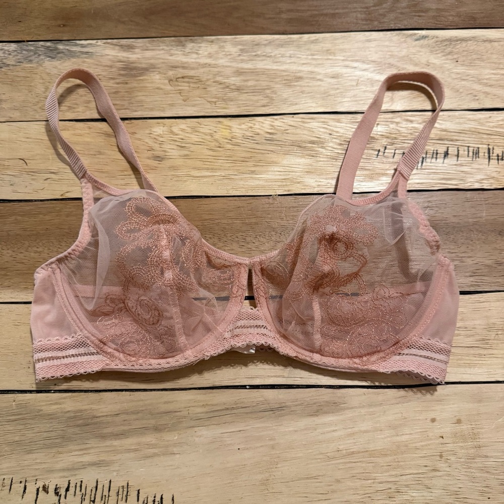 Simone Perele Lima 14G319 Sheer Plunge Bra Ballerina Pink French 85 US 32D